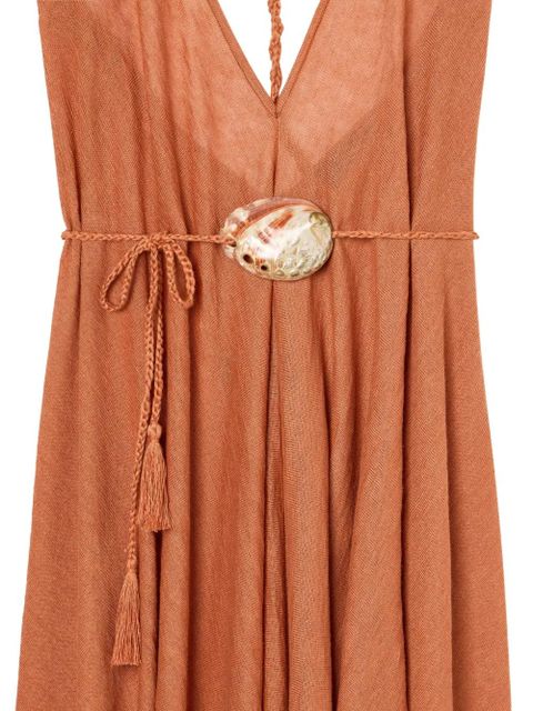 Alanui Mermaid Inside shell-detail belted maxi dress - Brown