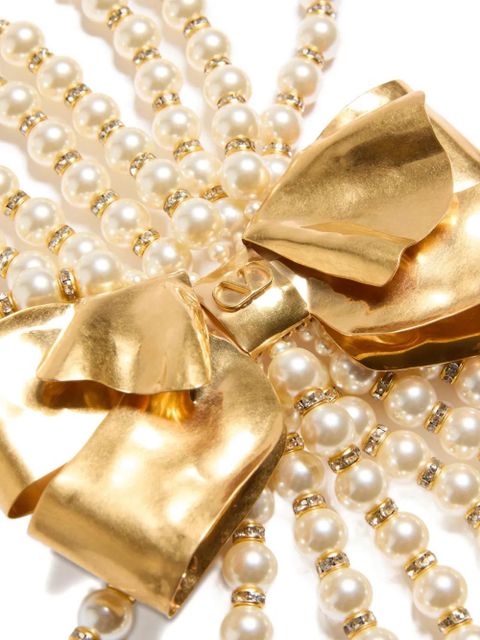 Valentino Garavani bow-pendant pearl necklace - Gold