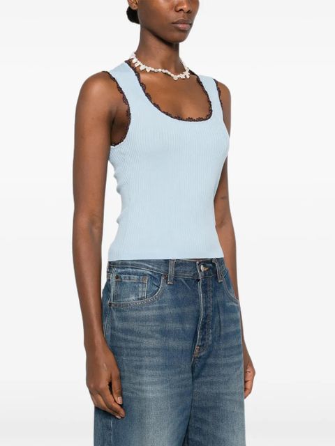 SANDRO crochet-trim top - Blue