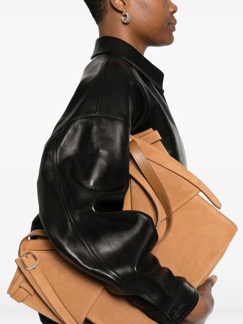 Miu Miu logo-appliqué leather jacket - Black