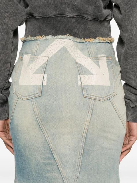 Off-White frayed panelled skirt - Blue