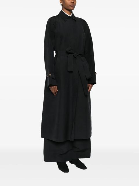 The Row belted single-breasted coat - Black