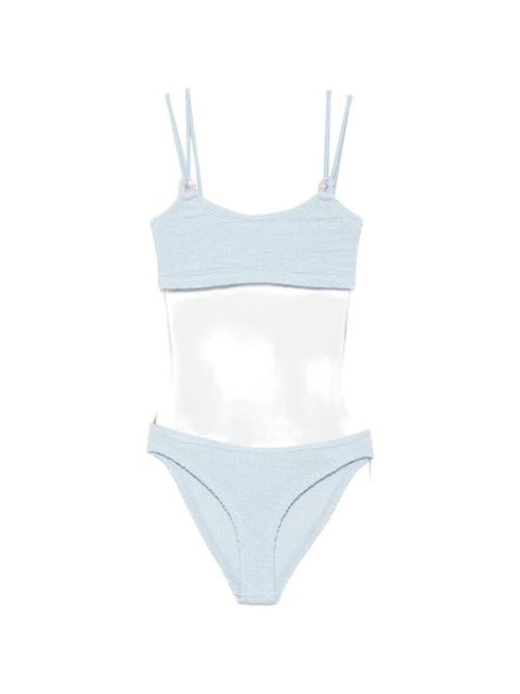 Hunza G Cassie beaded crinkle-effect bikini - Blue - zdjęcie produktu nr 1