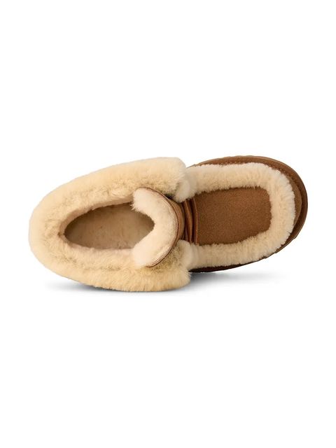 UGG botki zamszowe Esmee Lace Up kolor brązowy na słupku ocieplone 1171532.CHE