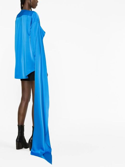 The Attico draped-detail long-sleeve shirt - Blue