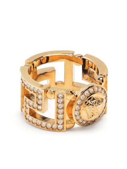 Versace Medusa Greca crystal-embellished ring - Gold - zdjęcie produktu nr 1