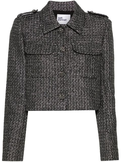Self-Portrait metallic bouclé jacket - Black - zdjęcie produktu nr 1