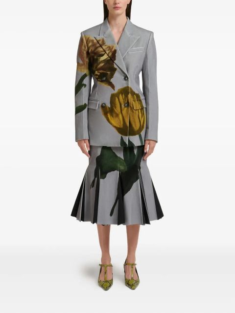 Marni tulip-print velvet blazer - Grey