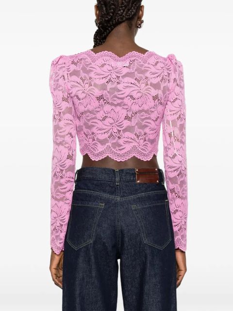 Rabanne lace boat-neck top - Pink