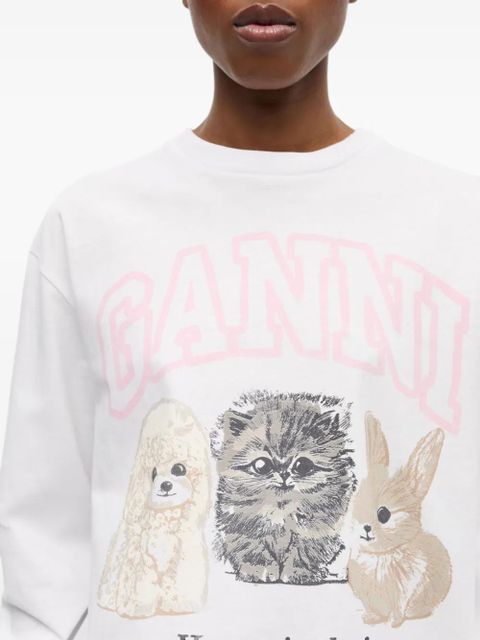 GANNI logo-print sweatshirt - White