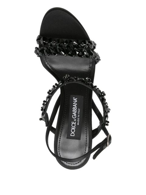 Dolce & Gabbana SANDALS H-HEEL RAYON LEATHER - Black