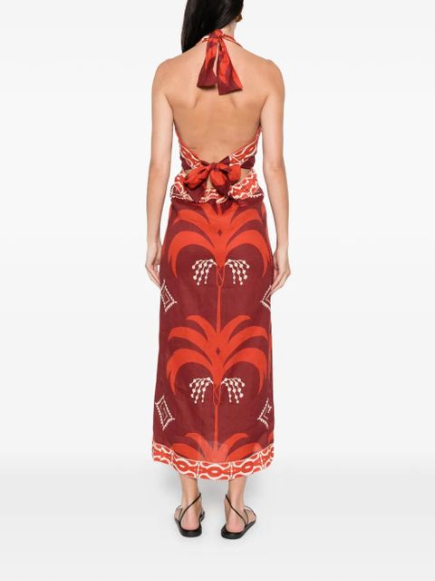 Johanna Ortiz Buen Viento halterneck printed midi dress - Red - zdjęcie produktu nr 2