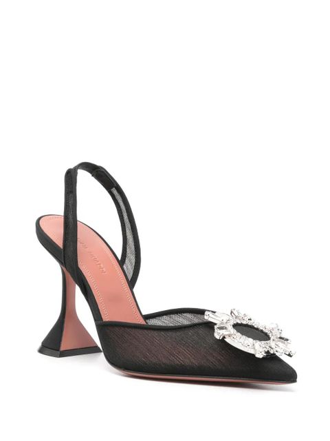 Amina Muaddi 90mm Begum Glass slingback pumps - Black - zdjęcie produktu nr 2