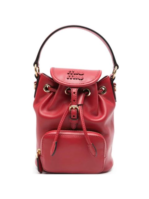 Miu Miu mini logo leather backpack - Red - zdjęcie produktu nr 1
