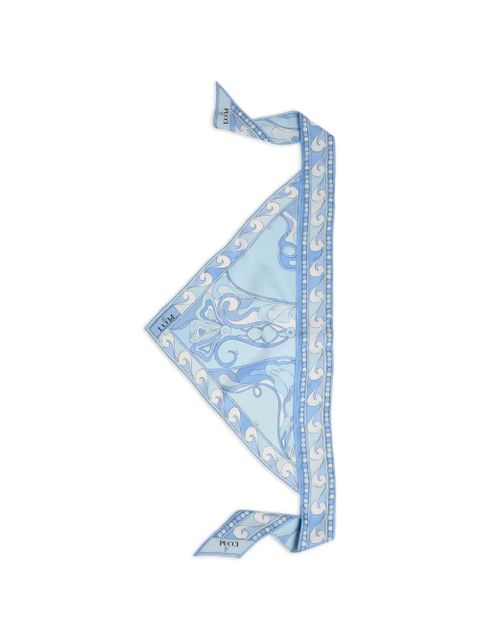 PUCCI Orchidee-print silk triangle scarf - Blue - zdjęcie produktu nr 1