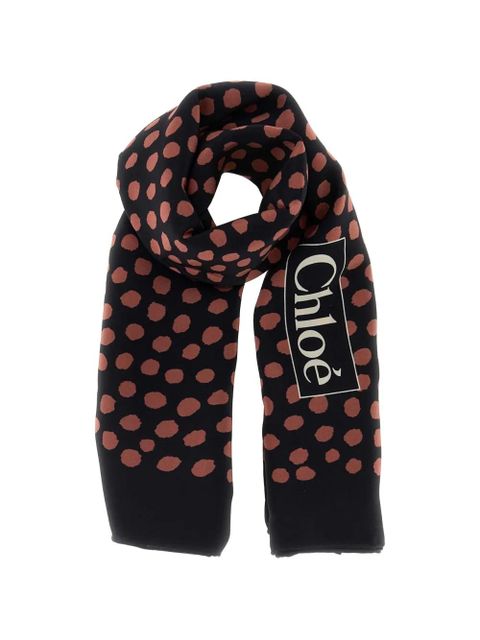 Chloé Chloé Spotted square scarf - Black - zdjęcie produktu nr 1