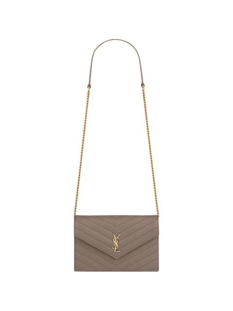 Saint Laurent Cassandre chevron logo-plaque cross body bag - Brown - zdjęcie produktu nr 1
