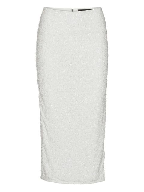 ROTATE BIRGER CHRISTENSEN sequin-embellished midi pencil skirt - White - zdjęcie produktu nr 1