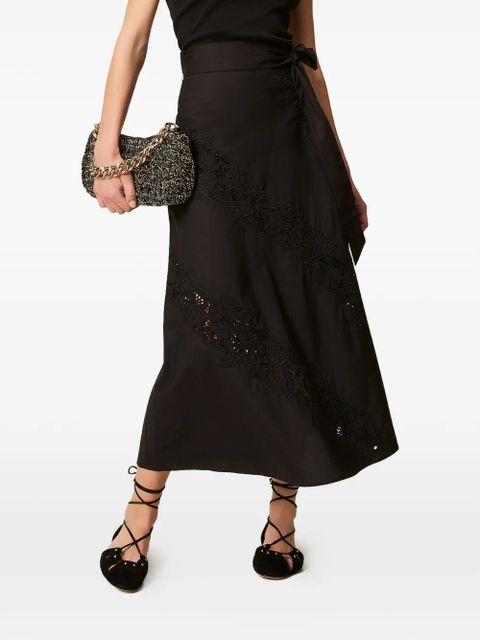 TWINSET lace belted midi skirt - Black - zdjęcie produktu nr 1