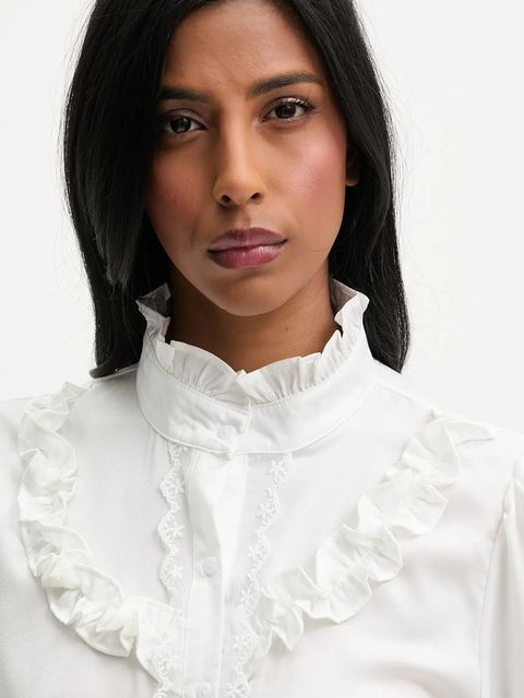 Answear.LAB koszula damska kolor biały regular ze stójką