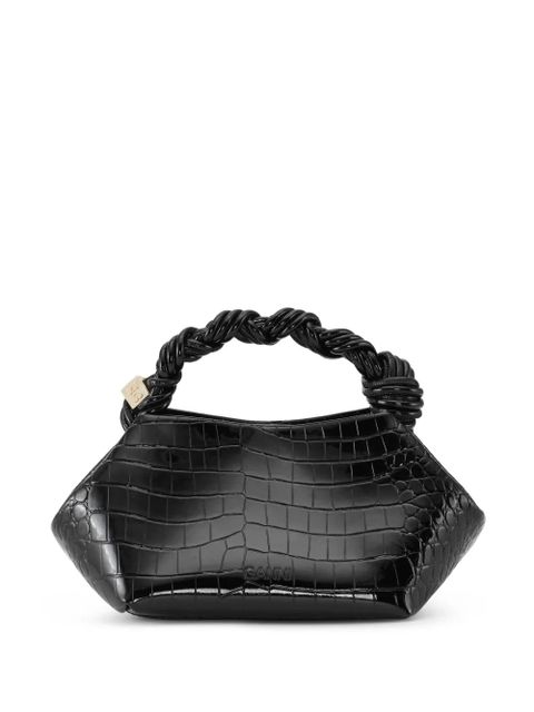 GANNI small Bou crocodile-effect cross body bag - Black