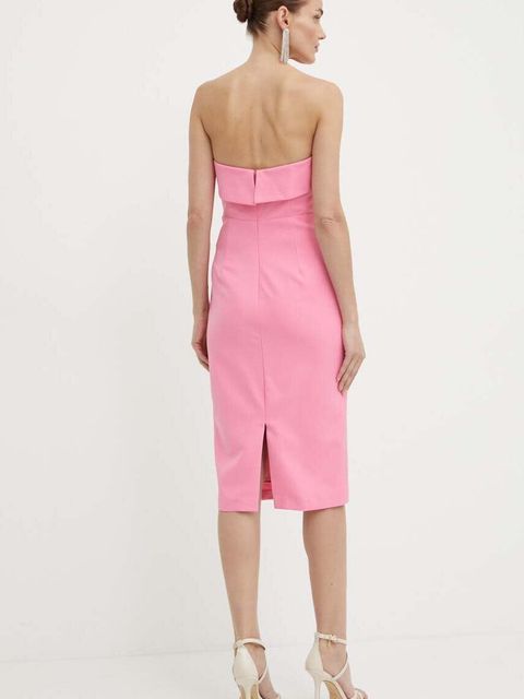 Bardot sukienka GEORGIA kolor różowy midi dopasowana 53007DB1