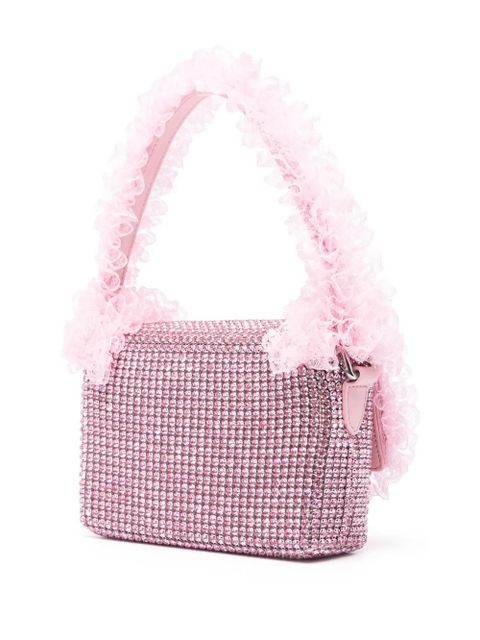 Self-Portrait crystal-embellished lace-detail shoulder bag - Pink - zdjęcie produktu nr 2