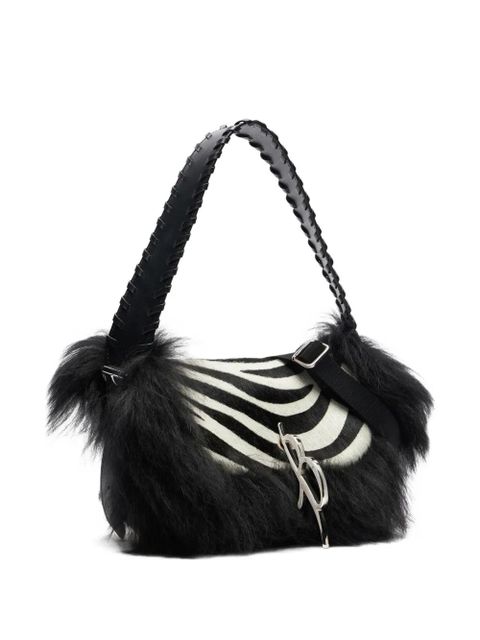 Blumarine mini zebra-print shoulder bag - White