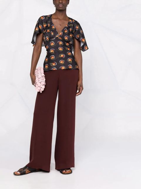 Rabanne motif-print V-neck top - Black - zdjęcie produktu nr 2