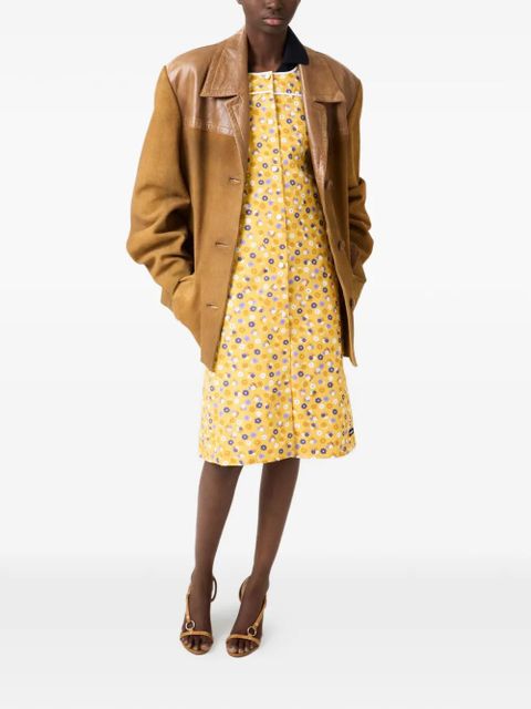 Miu Miu flower-print buttoned poplin midi dress - Yellow - zdjęcie produktu nr 2