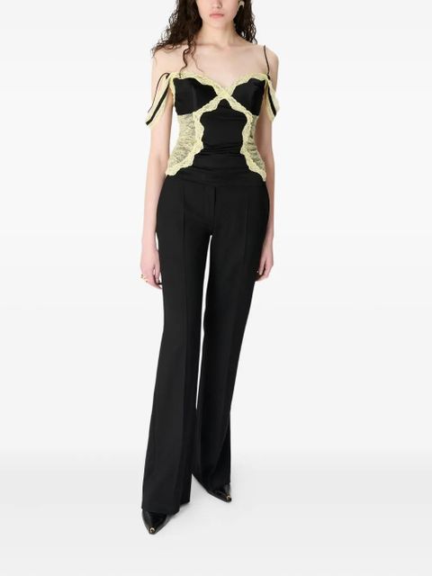 Marine Serre lace-trimmed satin top - Black