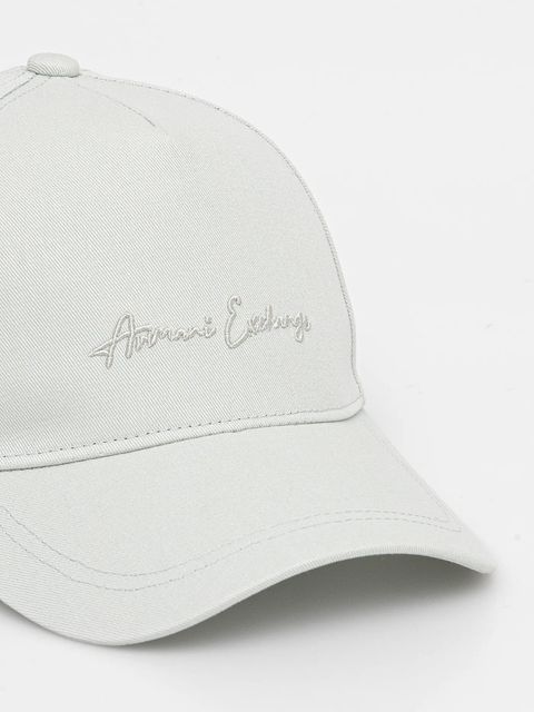 Armani Exchange czapka z daszkiem bawełniana kolor zielony z aplikacją XW000956 AF13848