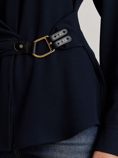 Lauren Ralph Lauren koszula damskie kolor granatowy regular z kołnierzykiem klasycznym 200P03577