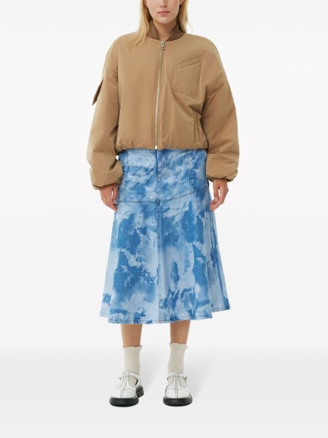 GANNI logo-embroidered bomber jacket - Brown