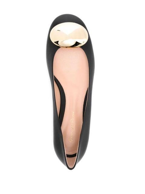 Gianvito Rossi round-toe leather ballerina shoes - Black