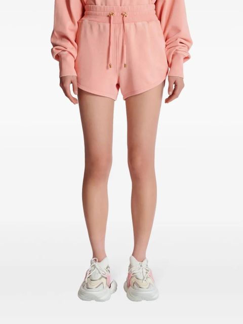 Balmain embroidered-logo cotton shorts - Pink