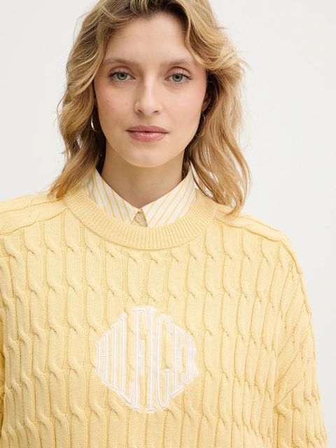 Tommy Hilfiger sweter bawełniany damski kolor żółty WW0WW47633