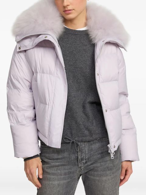 Yves Salomon removable-collar puffer jacket - Purple