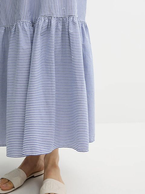 United Colors of Benetton sukienka kolor niebieski maxi rozkloszowana 4SZRDV0B8