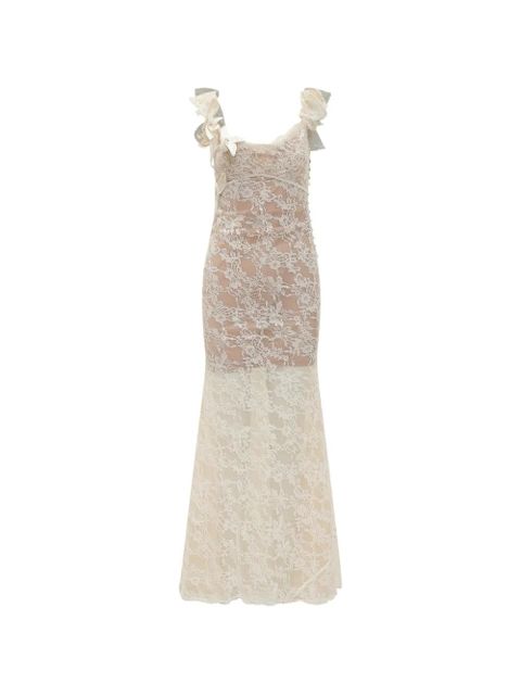 Self-Portrait ruffle lace flower maxi dress - Neutrals - zdjęcie produktu nr 1