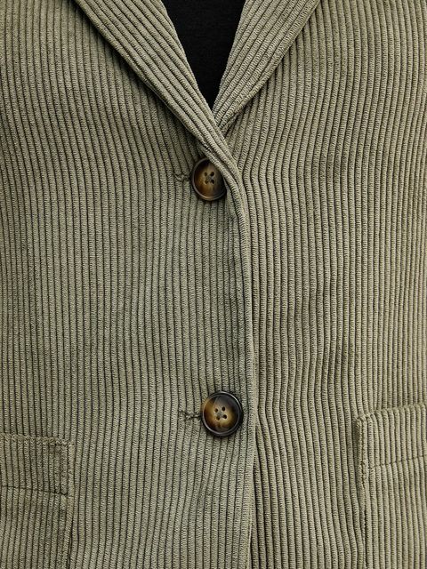 United Colors of Benetton marynarka sztruksowa kolor zielony jednorzędowa gładka 2Q5GDW03I