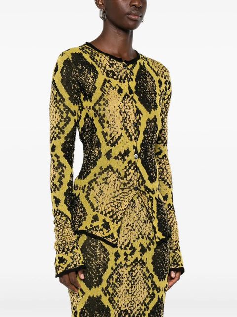The Attico snakeskin-intarsia cardigan - Yellow