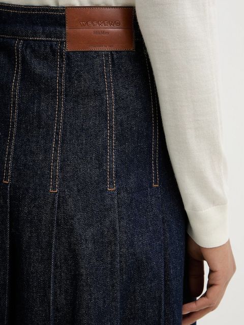 Weekend Max Mara spódnica jeansowa OVALE kolor granatowy midi rozkloszowana 2615101071600