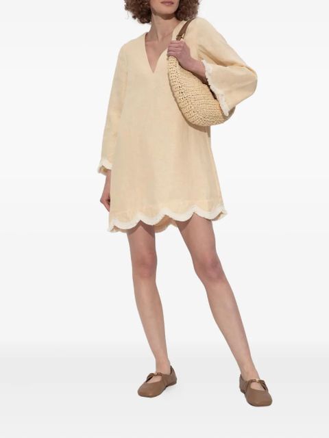 Posse Essie scalloped-hem linen dress - Yellow - zdjęcie produktu nr 2