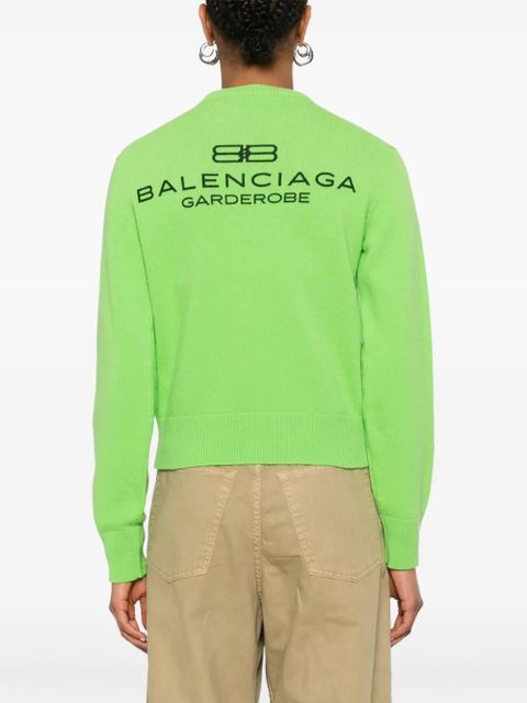 Balenciaga logo-embroiderde sweater - Green