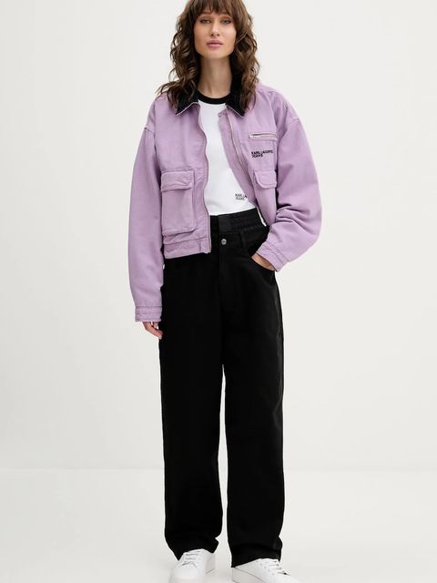 Karl Lagerfeld Jeans kurtka bawełniana kolor fioletowy przejściowa oversize A3W14016 - zdjęcie produktu nr 2