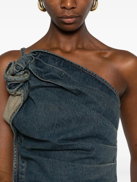 Magda Butrym draped asymmetric-neck top - Blue