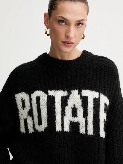 Rotate sweter z dodatkiem wełny damski kolor czarny ciepły 114910100 - zdjęcie produktu nr 2