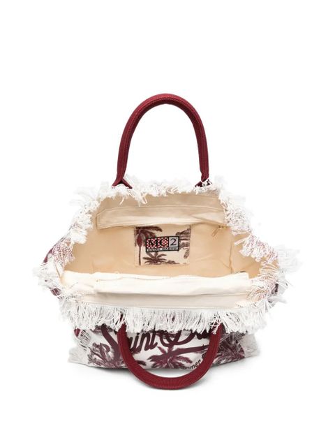 MC2 Saint Barth fringed printed tote bag - White
