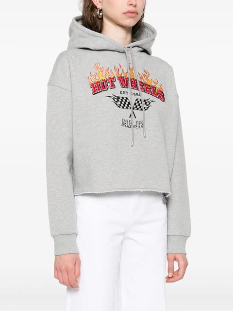 Maje logo-embroidered cropped sweatshirt - Grey